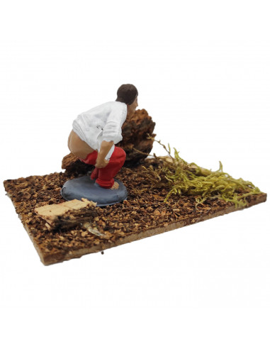 Tradineur - Figura de caganer para Belén, resina y corcho, cagón decorativo para nacimiento, pesebre, Navidad, adorno divertido
