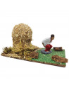 Tradineur - Pajar con caganer para Belén, resina y corcho, cagón decorativo para nacimiento, pesebre, Navidad, adorno divertido