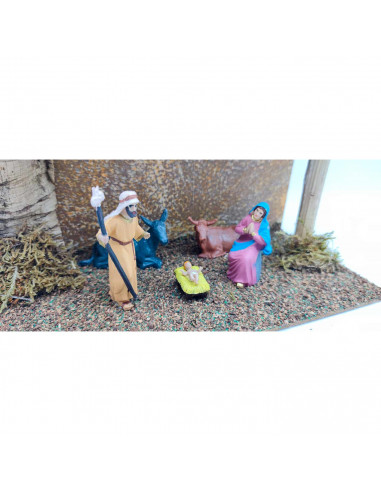 Tradineur - Cueva con figuras del nacimiento de belén - Fabricado en madera y resina - Incluye niño Jesús, virgen María, José, b