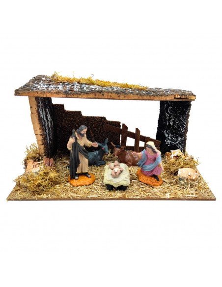 Tradineur - Nacimiento de belén - Fabricado en madera y resina - Incluye niño Jesús, virgen María, José, buey y mula - Decoració Tradineur - Nacimiento de belén - Fabricado en madera y resina - Incluye niño Jesús, virgen María, José, buey y mula - Decoració