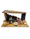 Tradineur - Nacimiento de belén - Fabricado en madera y resina - Incluye niño Jesús, virgen María, José, buey y mula - Decoració