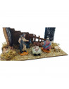 Tradineur - Nacimiento de belén - Fabricado en madera y resina - Incluye niño Jesús, virgen María, José, buey y mula - Decoració