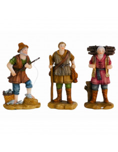 Tradineur - Set de 3 pastores para Belén, durexina, figuras decorativas de aldeanos y pescador para nacimiento, adorno artesano,