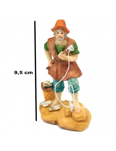 Tradineur - Set de 3 pastores para Belén, durexina, figuras decorativas de aldeanos y pescador para nacimiento, adorno artesano,