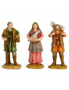 Tradineur - Set de 3 pastores para Belén de durexina, figuras decorativas de aldeanos con animales para nacimiento, adorno artes