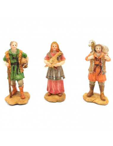 Tradineur - Set de 3 pastores para Belén de durexina, figuras decorativas de aldeanos con animales para nacimiento, adorno artes