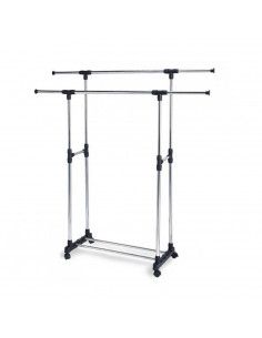 Tradineur - Perchero extensible burro con doble barra de acero, altura ajustable, incluye ruedas, resistente, fácil montaje, rop