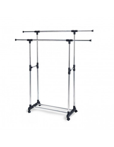Tradineur - Perchero extensible burro con doble barra de acero, altura ajustable, incluye ruedas, resistente, fácil montaje, rop