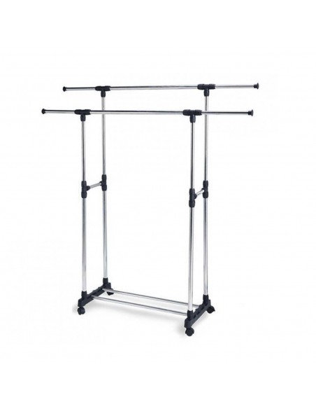 Tradineur - Perchero extensible burro con doble barra de acero, altura ajustable, incluye ruedas, resistente, fácil montaje, rop