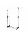 Tradineur - Perchero extensible burro con doble barra de acero, altura ajustable, incluye ruedas, resistente, fácil montaje, rop