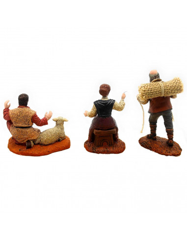 Tradineur - Set de 2 pastores y costurera para Belén, durexina, figuras decorativas de aldeanos para nacimiento, adorno artesano