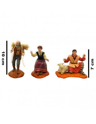 Tradineur - Set de 2 pastores y costurera para Belén, durexina, figuras decorativas de aldeanos para nacimiento, adorno artesano