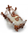 Tradineur - Figura del niño Jesús en cuna para Belén, durexina, personaje para nacimiento, pesebre, adorno artesano tradicional,