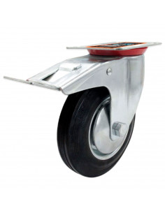 Tradineur - Rueda giratoria con freno para muebles, incluye placa de montaje, goma y hierro, rueda de transporte para cargas pes