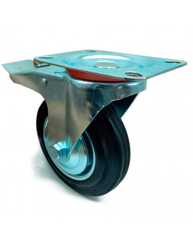 Tradineur - Rueda giratoria con freno para muebles, incluye placa de montaje, goma y hierro, rueda de transporte para cargas pes