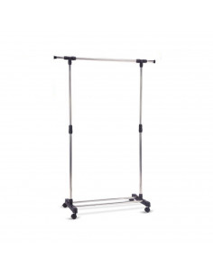 Perchero extensible, perchero burro de acero con ruedas, 90-145 x 42 x 90-160 cm