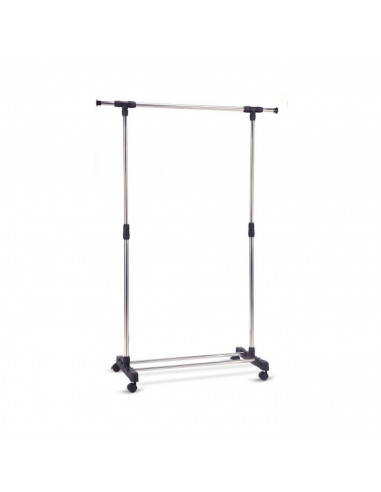 Perchero extensible, perchero burro de acero con ruedas, 90-145 x 42 x 90-160 cm