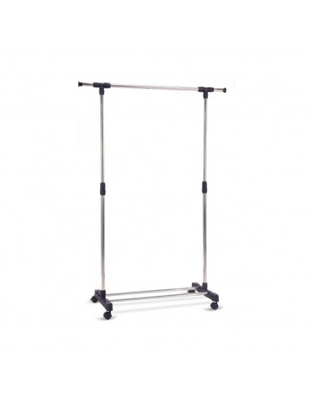 Perchero extensible, perchero burro de acero con ruedas, 90-145 x 42 x 90-160 cm