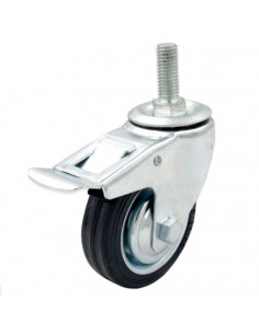 Tradineur - Rueda giratoria con freno y eje para muebles, incluye tornillo de montaje, goma y hierro, rueda de transporte para c