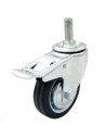 Tradineur - Rueda giratoria con freno y eje para muebles, incluye tornillo de montaje, goma y hierro, rueda de transporte para c