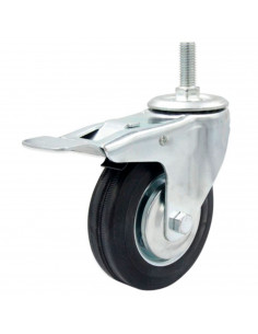 Tradineur - Rueda giratoria con freno y eje, muebles, incluye tornillo de montaje, goma y hierro, rueda de transporte para carga