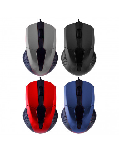 Tradineur - Ratón óptico con cable ergonomico- 1600 DPI - Componentes informáticos para el ordenador - Plug & Play - USB 3.0/2.0