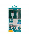 Tradineur - Cable USB / iOS - Longitud de 3 Metro - Alto rendimiento, transmisión de datos y carga de datos - 2.4 A