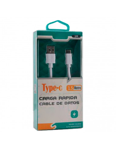 Tradineur - Cable USB / Tipo-C - Longitud de 1,5 Metro - Alto rendimiento, transmisión de datos y carga de datos - 2.0 A