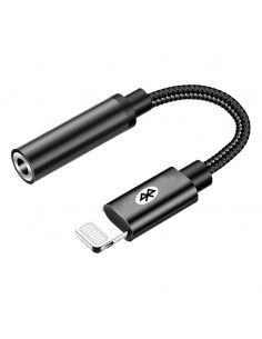 Tradineur - Adaptador de auriculares para iOS - Bluetooth incluido - Estructura trenzada - Longitud de 10 cm - Color Surtido