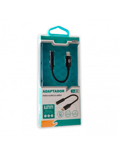 Tradineur - Adaptador de auriculares para iOS - Bluetooth incluido - Estructura trenzada - Longitud de 10 cm - Color Surtido