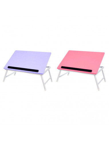 Tradineur - Mesa de madera plegable, estructura metálica - Bandeja multiusos con patas para desayuno, cama, resistente - 45 x 32