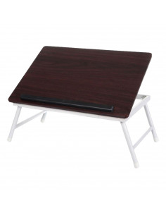 Tradineur - Mesa de madera plegable con estructura metálica - Bandeja multiusos con patas para desayuno, cama, resistente - 45 x