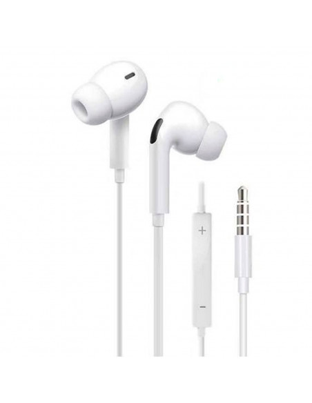 Tradineur - Auriculares con micrófono - Control de volumen - Jack 3,5 cm - Compatible con Pods, Móviles, Tablets y PC - Música e