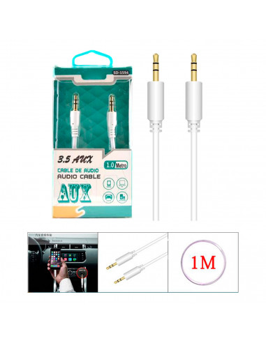 Tradineur - Cable de audio jack con doble salida - Jack 3,5 mm - Longitud de 1 Metro - Ideal para compartir su música, películas