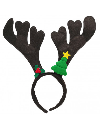 Tradineur - Diadema de reno navideña, cinta, aro, tocado para el cabello, pelo, gorro, sombrero de fiesta, niños y adultos, Navi