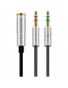 Tradineur - Cable jack de auricular y micrófono - Jack 3,5 mm - Longitud de 0,4 Metros - Acto para teléfonos, Tablets, Ordenador