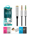 Tradineur - Cable jack de auricular y micrófono - Jack 3,5 mm - Longitud de 0,4 Metros - Acto para teléfonos, Tablets, Ordenador
