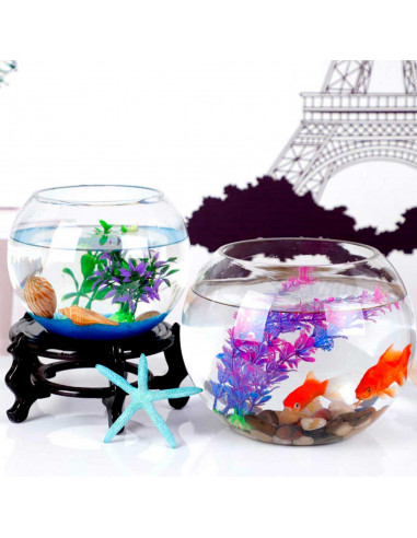Tradineur - Pecera redonda de cristal, acuario esférico, globo pequeño para peces, mascotas, decoración de interior, hogar (Tran