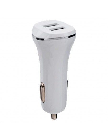 Tradineur - Cargado de mechero para coche - Alto rendimiento / Carga rápida - 2 Puertos USB - Color Blanco
