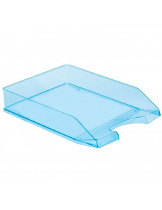 Tradineur - Bandeja apilable de oficina, plástico transparente, organizador de documentos A4, revistas, folletos, sobremesa, esc