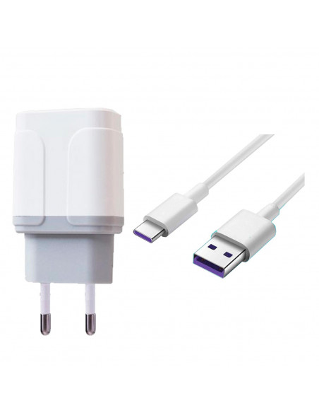 Tradineur - Cargador para móviles - Cable USB Tipo-C - Alto rendimiento / Carga rápida - 1 Puertos USB - Color Blanco