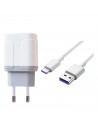 Tradineur - Cargador para móviles - Cable USB Tipo-C - Alto rendimiento / Carga rápida - 1 Puertos USB - Color Blanco