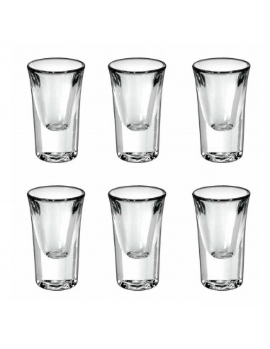 Borgonovo - Set 6 vasos chupito "junior" de vidrio 27 ml. Pack de 6 recipientes de cristal válido para lavavajillas de 7 cm de d