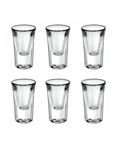 Borgonovo - Set 6 vasos chupito "junior" de vidrio 27 ml. Pack de 6 recipientes de cristal válido para lavavajillas de 7 cm de d