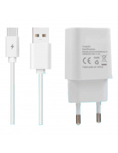 Tradineur - Cargador para móvil 2,1A - Cable USB Tipo-C - Alto rendimiento / Carga rápida - 1 Puertos USB - Color Blanco