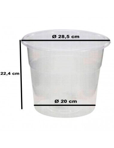 Tradineur - Maceta transparente redonda, plástico, tiesto, macetero, recipiente para plantas, flores, balcón, terraza, hogar, in
