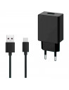 Tradineur - Cargador para móviles 2,4A - Cable USB Tipo-C - Alto rendimiento / Carga rápida - 1 Puertos USB - Color Negro