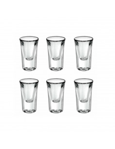 Borgonovo - Set 6 vasos chupito "junior" de vidrio 35 ml. Pack de 6 recipientes de cristal válido para lavavajillas de 7 cm de d