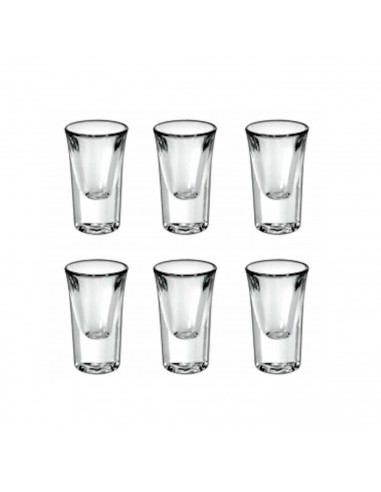 Borgonovo - Set 6 vasos chupito "junior" de vidrio 35 ml. Pack de 6 recipientes de cristal válido para lavavajillas de 7 cm de d