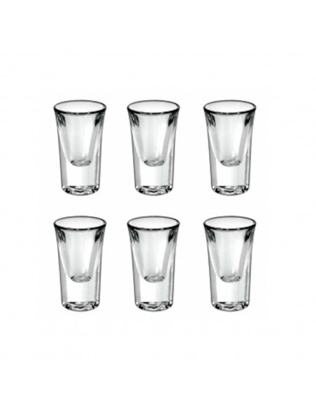 Borgonovo - Set 6 vasos chupito "junior" de vidrio 35 ml. Pack de 6 recipientes de cristal válido para lavavajillas de 7 cm de d